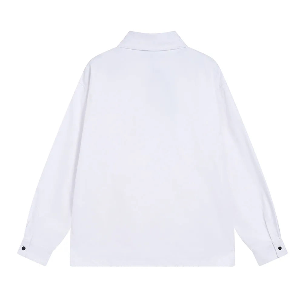Gothic Letter Printed Long Sleeve Shirt Loose Casual Cardigan - Bellarte Enchanté Gothic Letter Printed Long Sleeve Shirt Loose Casual Cardigan